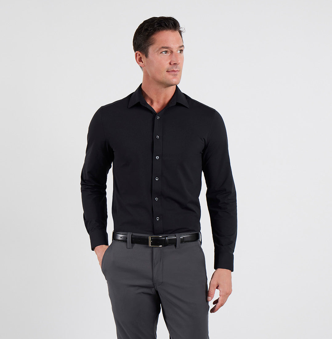 Lenox Onyx Black Dress Shirt on Model