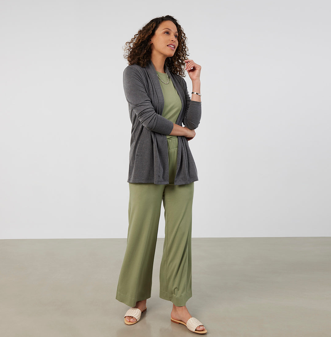Threshold Wide Leg Pants - Sage Green with Cardigan