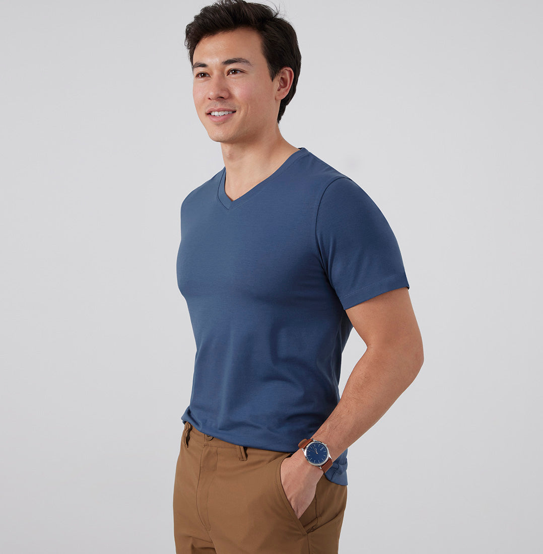 Threshold V-Neck T-Shirt in Aegean Blue