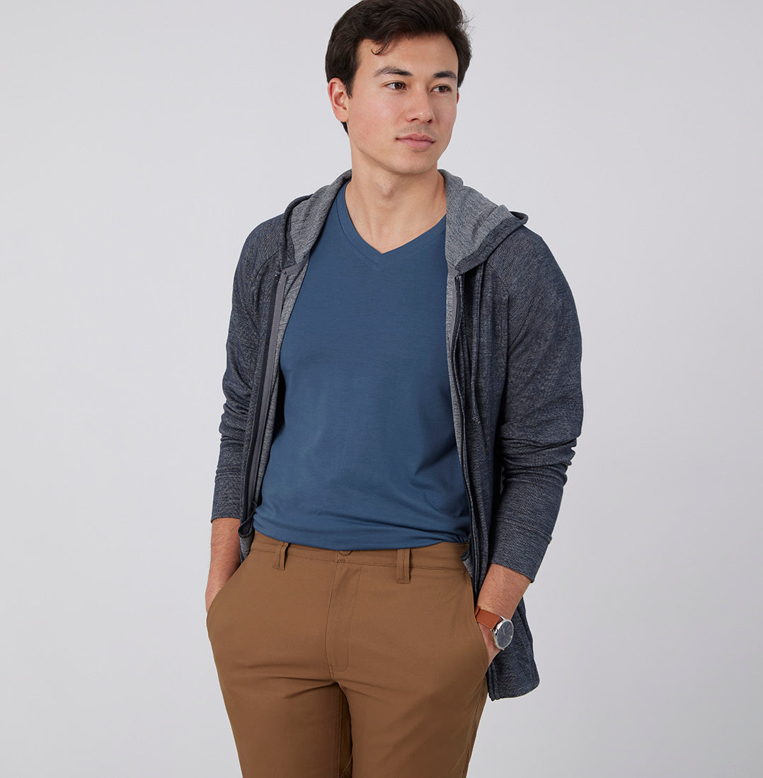 Threshold V-Neck T-Shirt in Aegean Blue