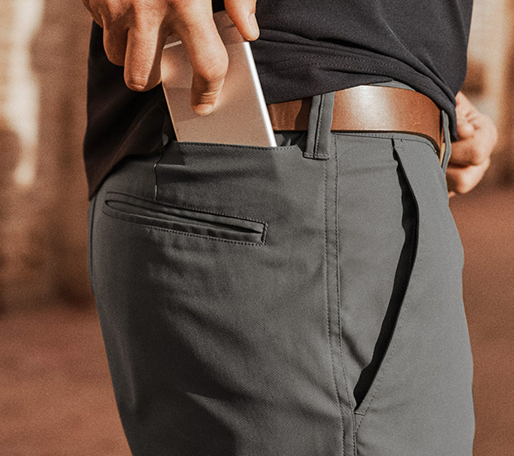 Grey Ascender chino phone pocket.