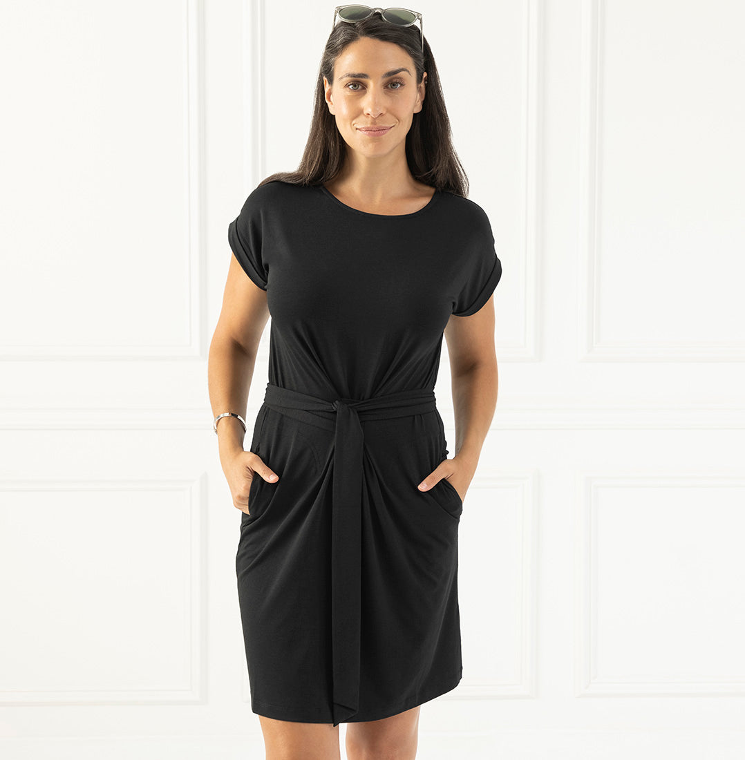 Threshold Tie Waist Dress in Onyx Black