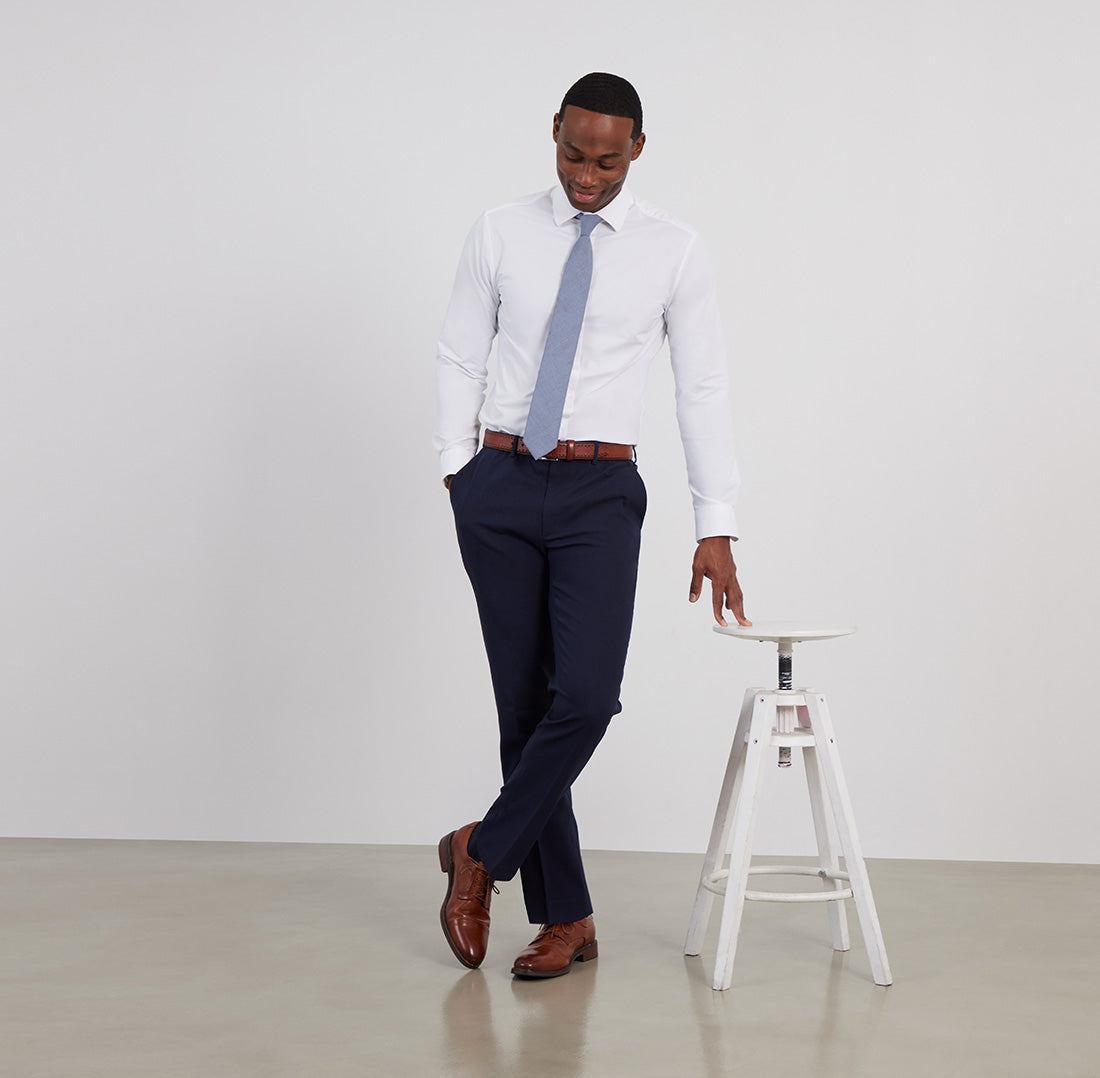 Relaxed Slim Linen Blend Tailored Pant - Ivory | Suit Pants | Politix