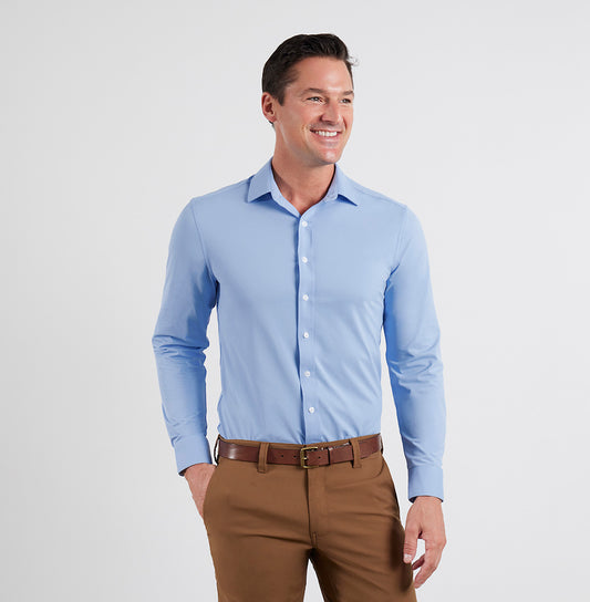 Lenox Arctic Blue Dress Shirt on Model