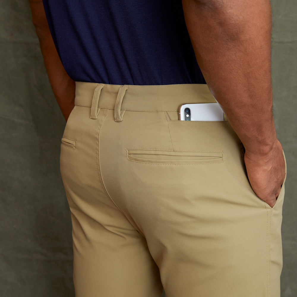 Ascender Chino Slim Desert Khaki phone pocket