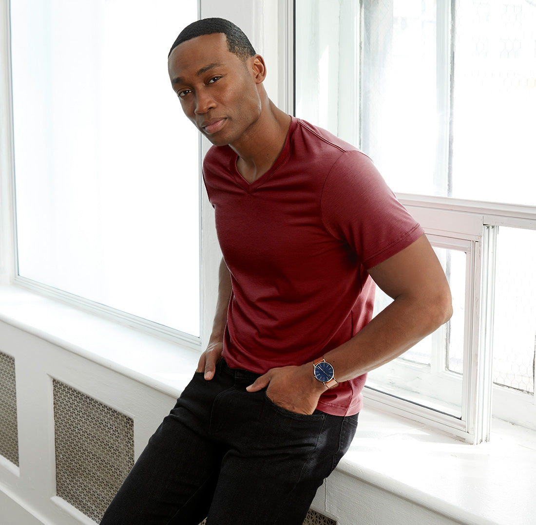 Threshold Deep Maroon V-Neck T-Shirt