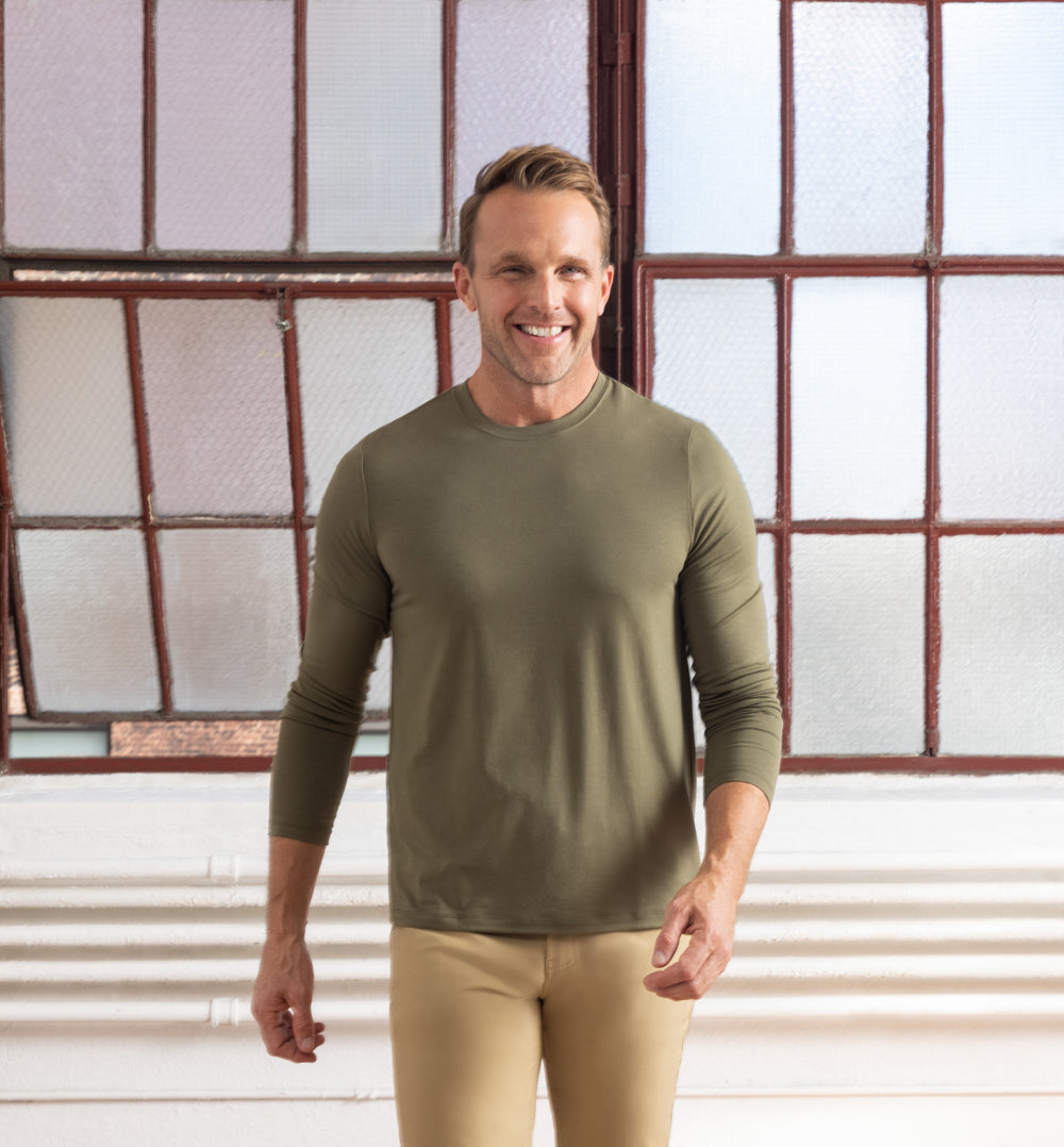 Men's Olive Green Long Sleeve Shirt