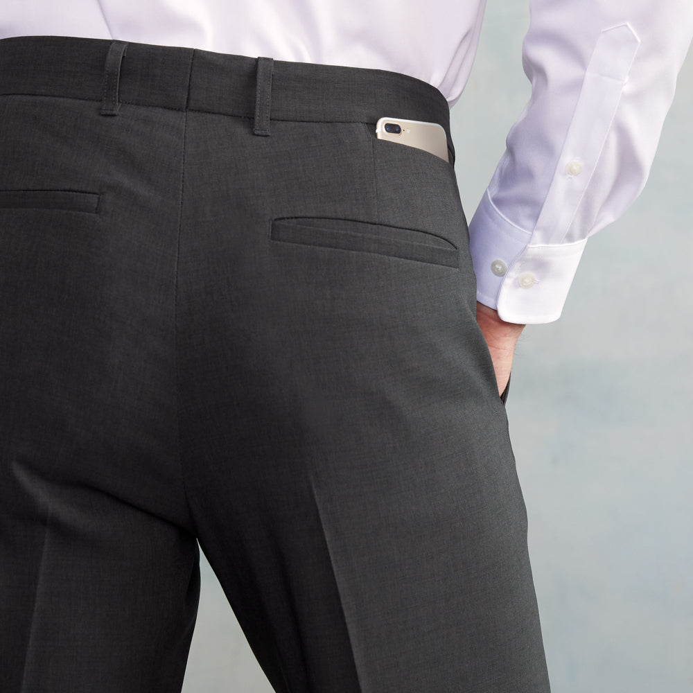 Contemporary Men's Flat Front Modern Fit Trousers, Regular Length